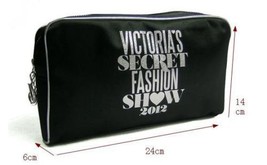 Victoria&#39;s Secret Fashion Show 2012 Black &amp; Silver Big Makeup Bag, Cosme... - $19.99