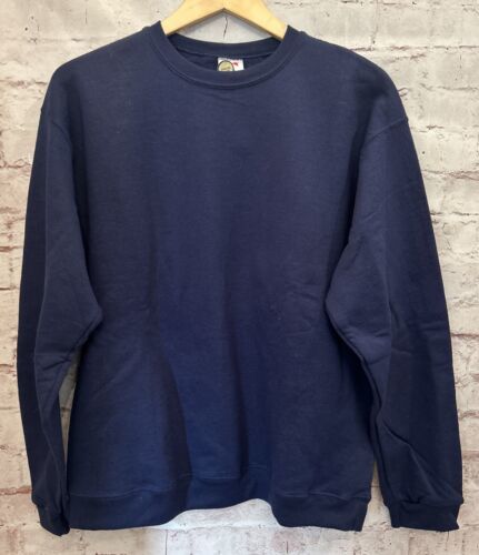 Hanes Sweatshirt Adult M New Vintage Everfit Blank Y2K Navy Blue - $29.00