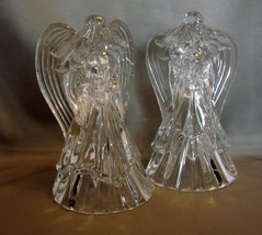 Pair of 7 inch St. George Crystal Angel Tapered Candleholders ~ USA Made. - £14.38 GBP