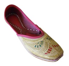 Women Shoes Jutties Leather Indian Handmade Ballerinas Khussa Mojari US 6  - £35.85 GBP