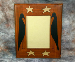 Country Primitive Wooden Photo Frame with Stars and Black Crows 5x7 - £10.36 GBP