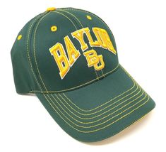 National Cap Captain Baylor Bears Logo Green Curved Bill Adjustable Hat - £22.67 GBP