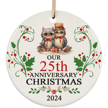 Vintage Owl Couple Ornament Our 25th Anniversary Christmas 25 Year Together Gift - £12.17 GBP