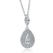 Teardrop Pear Cut Diamond Pendant Necklace 14k White Gold (0.74 ctw) - £1,318.61 GBP