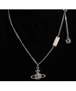 Planet Globe Diamond Star Dangle Chain Necklace VIV wood - £19.60 GBP