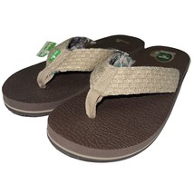 Sanuk Flip Flops Mens Brown Textured Woven Comfort Sandal Slipper Natural Yogi 3 - £37.17 GBP