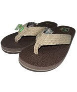 Sanuk Flip Flops Mens Brown Textured Woven Comfort Sandal Slipper Natura... - £37.66 GBP