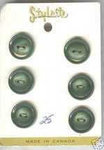 Set 6 Vintage Shiny Green Marbled Buttons  - $4.99