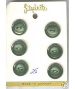 Set 6 Vintage Shiny Green Marbled Buttons  - $93.09 MXN