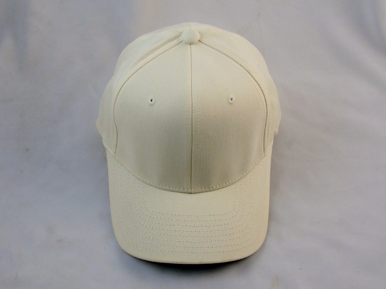 Ball Cap Hat Brushed Twill 6-Panel #6377, Elastic Headband, Natural Cream Color - Natural (Cream) - S/M (Small-Medium)