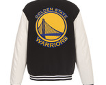 NBA Golden State Warriors Reversible Fleece Jacket PVC Sleeves Patches L... - £107.77 GBP
