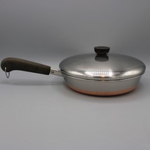 Revere Ware 1801 9-Inch Frying Pan Skillet Copper Bottom &amp; Lid Clinton Ill USA - £18.24 GBP
