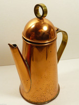 VTG Copper &amp; Brass handle Teapot or Coffee Pot Hinged Lid 8.75&quot; tall - £67.01 GBP