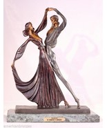 19"H "Tango" Lost Wax Bronze Art Deco Sculpture Statue by Demetre Chiparus - £1,721.81 GBP