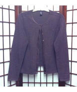 Gap women&#39;s plum purple fleece cardigan button-front sweater size L - £2.37 GBP