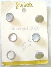 6 Shimmering Smooth Vintage Carded Carded Gray Buttons - £3.18 GBP