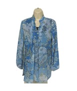 Susan Graver Crinkled Sheer Chiffon Printed Tunic with Knit Tank XXS Floral - $23.14