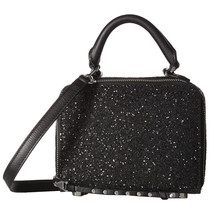 Rebecca Minkoff Black Glitter Studded Leather Box Crossbody Bag NWT - £100.58 GBP