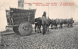 Ox Cart Folk Dress St Michael Azores Portugal postcard - £5.50 GBP