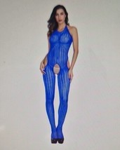 Lingerie Fishnet Body Stocking Stretchy Bodysuit Blue - £7.12 GBP