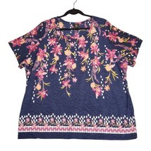 JM Collection Womens 3X Floral Top Tunic Blouse Shirt Multicolor Pullover - £14.08 GBP