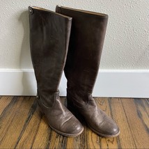 Frye Riding Boots Women&#39;s 6.5 Brown &quot;Melissa&quot; Button Back Zip Leather - $951.82 MXN