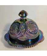 L.E. Smith Carnival Glass Dome Butter Dish Aztec Sunburst Pinwheel Hobstar - $85.00