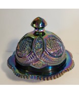 L.E. Smith Carnival Glass Dome Butter Dish Aztec Sunburst Pinwheel Hobstar - £66.68 GBP