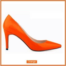Classic Ladies Shiny PU Leather Pointed Toe Cone Heel Pumps Many Colors n Sizes image 10