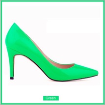 Classic Ladies Shiny PU Leather Pointed Toe Cone Heel Pumps Many Colors n Sizes image 11