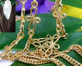 Vintage Vendome Necklace Cross Looped Flowers Twisted Chain Gold Tone - £16.04 GBP