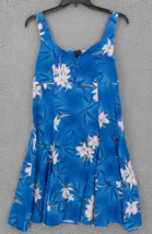 Two Palms Womens Sun Dress SZ XL Blue Tropical Floral Hawaii Pleated Sweetheart - £15.68 GBP
