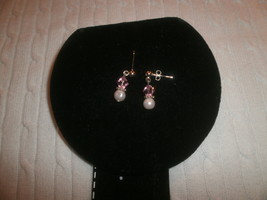 Pink Glass Bead and Faux Pearl Earrings - $2.00