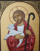 Orthodox Coptic icon of Jesus Christ the Good Shepherd - £157.29 GBP+