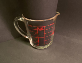 Vtg Fire King 498 Measuring 2 Cup Measure Clear Glass Red Lettering 16 O... - £11.55 GBP