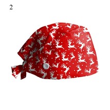Christmas Snowflake Print Adjustable Fashion Print Scrub Hat Dust-Proof Cap Cott - £151.87 GBP