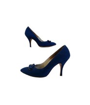 Vintage 50s Dominic Giovanni Blue Suede Embellished Pumps Heels Sz 5.5 - £43.52 GBP