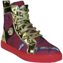 Mens High Top Shoes FIESSO by AURELIO GARCIA Chain Medusa Celebrity 2421 Red image 2
