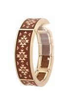 New Aztec Pattern Metal Stretch Bracelet - $10.80