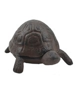 Turtle Hide A Key Box Distressed Brown Cast Iron Garden Decor Figure Fig... - $14.50