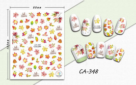 Nail art 3D stickers decal green red yellow pink fall foliage hello autumn CA348 - £2.75 GBP