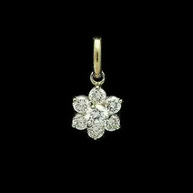 3/4 Ct Real Moissanite Cluster Flower Pendant Necklace 18k Yellow Gold Plated - £177.07 GBP