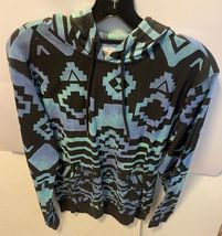 On The Byas Geo Shapes Black Turquoise Long Sleeve Hoodie New $59 - £31.41 GBP