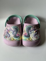 Crocs Iconic Funlab Unicorn Girls Size 9C Pink Classic Outdoor Slip On Sandals - £17.51 GBP