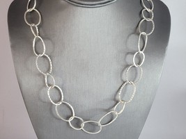 Womens Vintage Estate Sterling Silver Modernist Necklace 38.8g E6363 - £197.84 GBP