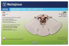 Westinghouse 7784800 LED Cluster Ceiling Fan Light Kit, Antique Brass - $34.06