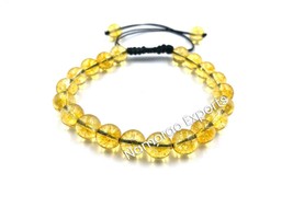 Citrine 8x8 mm Round Beads Thread Bracelet TB-55 - £6.94 GBP