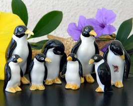 Vintage Penguin Family Two Sets Bone China Japan Black White Figurines - $27.95