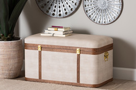 Benjamin Beige Faux Shagreen Storage Trunk - $2,295.93 MXN