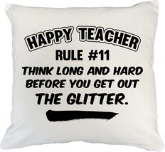Make Your Mark Design Happy Teacher. Quotable White Pillow Cover for Professor &amp; - £19.46 GBP+